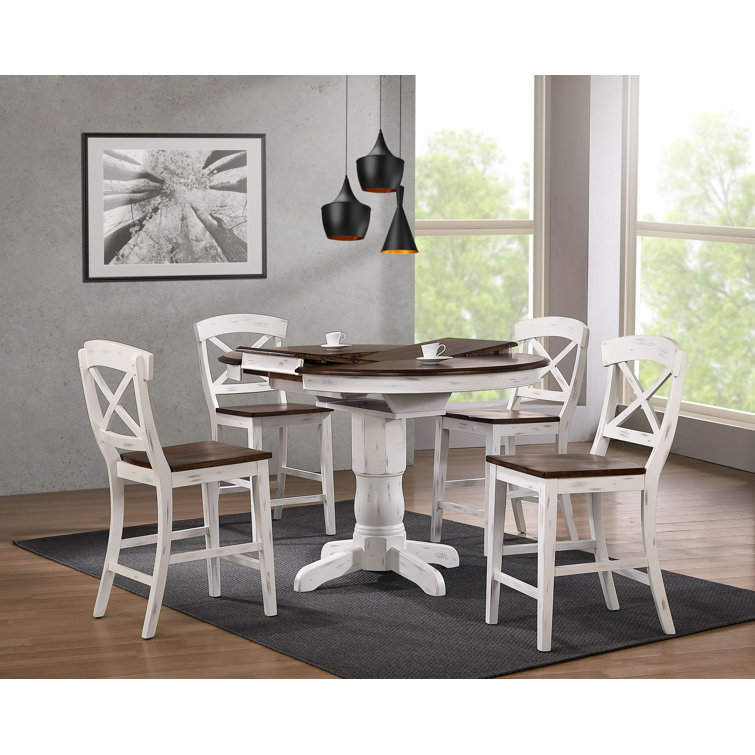 August Grove® Debbra Counter Height Butterfly Leaf Solid Wood Dining